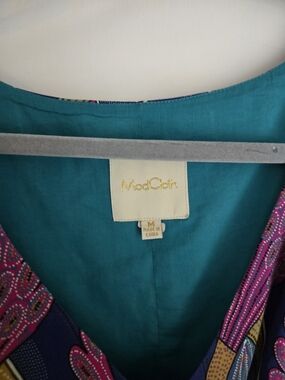 ModCloth V-Neck Dress in Teal & Multicolor Print